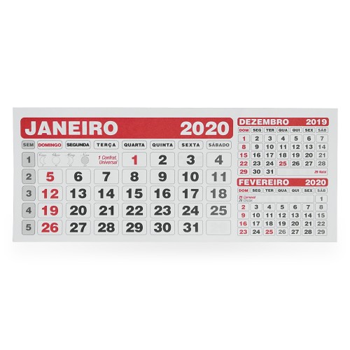 Folhinha Calendário 2020